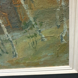 Картина маслом на холсте "Домик у реки", размер 45х55 см. Картинка 5